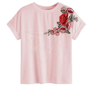 Hecho en el mejor Material bordado manga corta Camiseta ropa de calle bordado de moda camiseta - Product Image 1