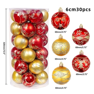 Adornos navideños Bolas de plástico cromadas de 6cm con diseños pintados Decoraciones colgantes para juego de adornos de árbol de Navidad - Product Image 2