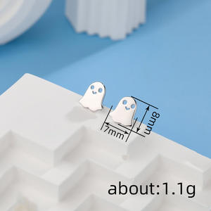 Pendientes de tuerca con diseño de fantasma de dibujos animados Dv3.8s, aleación de oro blanco, joyería de moda unisex linda - Product Image 6