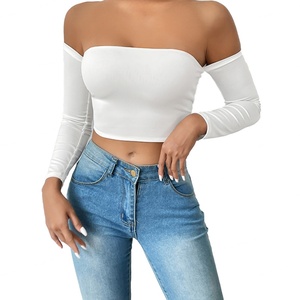 Top sin tirantes personalizado con efecto de cintura entallada, top de manga larga, top sexy con escote pronunciado en el ombligo - Product Image 1