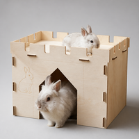 YAOYUE Château pour lapins en bois assemblé, en contreplaqué de peuplier, petite maison pour animaux de compagnie, assemblage par languettes et fentes pour lapins, cochons d'Inde, hamsters