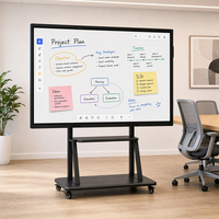 Panneau intelligent de conférence tactile Android 14, téléviseur intelligent 86 pouces avec tableau interactif portable, support mural ou support mobile portable