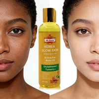 Ensemble hydratant 5D Gluta Korea GLOW pour le soin de la peau : Crème visage éclatante, Lotion illuminatrice, Huile corporelle active au curcuma éclaircissante
