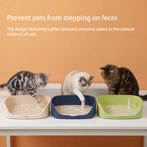 Caja de arena grande semicerrada para gatos, con lados altos y antirresplabes, inodoro para mascotas para gatitos y gatos adultos, uso en interiores - Product Image 3