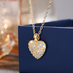 Set di Collana e Orecchini a Cuore per Donne, in Rame, Classico, Regalo per Matrimoni e Fidanzamenti, Gioielli Scintillanti e Alla Moda - Product Image 3