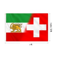 Drapeau en polyester robuste 90x150cm (3x5ft) avec motif croix, lion et soleil, pour la solidarité de la diaspora iranienne suisse, vente en gros