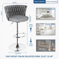 Ensemble de 2 tabourets de bar modernes AWQM beiges, chaises pivotantes hauteur comptoir avec dossier et repose-pieds rembourrés réglables pour salon
