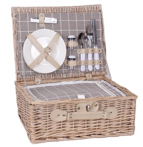 Outdoor Oval Storage Kids Tote Picnic Baskets Wicker Insulated Cooler Bag Basket With Wood Lid Handle