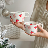 Tasse à café mignonne peinte à la main coréenne fraise citron tasse en céramique exquise de thé de l'après-midi