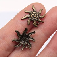 Breloque Spirale Soleil Éclatant 19x17mm en Alliage de Zinc Argent Vieilli pour Remplacement de Tirette de Fermeture Éclair Style Bohème