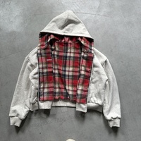 Blouson à double fermeture éclair en flanelle rayée, coupe ample, épaules tombantes, double couche, réversible, pour homme, fabriqué sur mesure