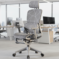 Chaise de bureau moderne en tissu maillé avec cadre en acier, accoudoirs et appui-tête ergonomiques, hauteur réglable pour la maison, le bureau, la salle de sport et l'hôtel