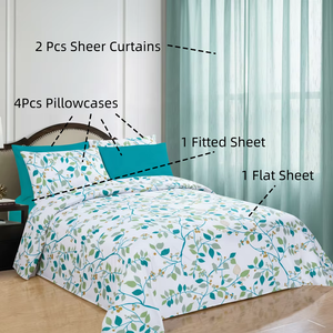 Wholesale 2800 Series Breathable Microfiber Fabric 6 Pcs King Luxury Eco-Friendly Bed <strong>Sheet</strong> With Sheer Curtain Bedding Set - Product Image 6