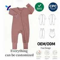 Combinaison pour bébé en viscose de bambou respirante à double fermeture éclair personnalisable, vente en gros de combinaisons d'été pour filles