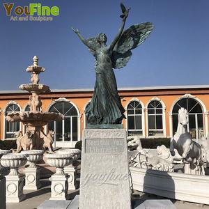 YOUFINE vida tamanho tradicional Bronze <span class=keywords><strong>Angel</strong></span> escultura segurando a estátua do pombo para a decoração exterior do jardim - Product Image 2