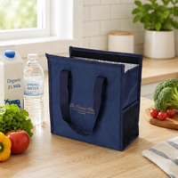 Nouveau produit Sac isotherme pliable durable en polyester imperméable bleu marine avec logo personnalisé