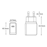 Cargador Rápido de Doble Puerto 20W PD QC3.0, Salida 5V/3A, Entrada 220V para Portátiles y Teléfonos Móviles, Enchufe Europeo, Alimentación de Escritorio