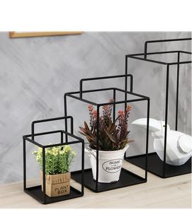 Commercio all'ingrosso set di 3 indoor outdoor decorativa in <span class=keywords><strong>metallo</strong></span> nero di cactus succulente vasi di fiori fioriera rack supporto del basamento - Product Image 4