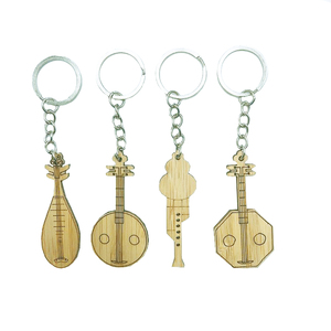 Creative Laser Engraved Eco-Friendly Customizable Musical Instruments Keychain Commemorative Bamboo Handicraft Pendant Custom