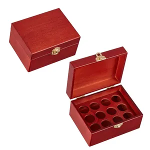 Solid Brass Lock Wooden Storage Box For 12 10ml Bottles Of Essential Oil Perfume Bottle With Box Packaging