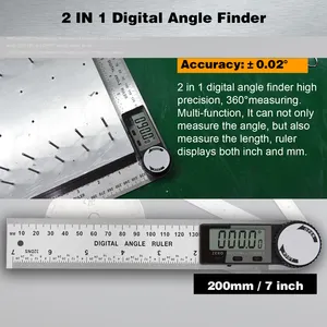 DITRON alat ukur penggaris sudut, pengukur sudut Goniometer Stainless Steel 200mm 300mm, penggaris Digital pencari sudut busur derajat