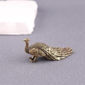 Solid Brass Long Tailed <strong>Peacock</strong> Ornament Desktop Handle <strong>Peacock</strong> Carved <strong>Bronze</strong> Ware Micro Landscape Creation - Product Image 2