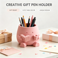 Porte-stylo mignon en forme de personnage de lecture, organisateur de bureau imprimé en 3D, pot à crayons grande capacité pour la maison, le bureau, la table d'étude, décoration