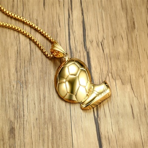 Wholesale Stainless Steel Jewelry Football Pendant Gold Plated Sneakers Shape <b>Men's</b> Pendant <b>Necklaces</b> - Product Image 2
