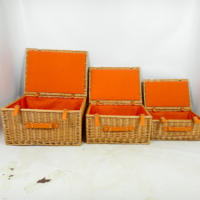 Panier-cadeau en osier tressé à la main de luxe JY S3 avec couvercle, panier personnalisé avec logo pour l'emballage de bouteilles et les cadeaux d'entreprise