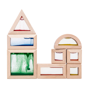 Montessori Educational Sensory Blocks Wooden Building Blocks Sand Beads Liquid 20-Piece Educational Toy for Toddlers Early - Product Image 2