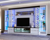 Soporte de TV de muebles de sala de estar simple moderno OEM con gabinete de TV de almacenamiento de luz LED para uso doméstico