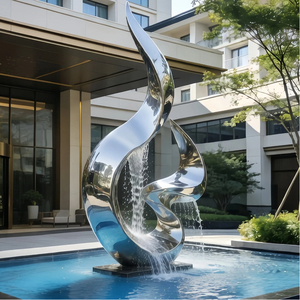 Escultura de Gota de Agua Grande de Acero Inoxidable, Fuente <span class=keywords><strong>para</strong></span> Exteriores, Escultura Metálica Abstracta Moderna <span class=keywords><strong>para</strong></span> Decoración de Jardines y Paisajes de Hoteles - Product Image 5