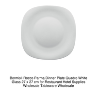 Assiette carrée Parma 27 × 27 cm en verre blanc Bormioli Rocco