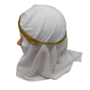 Shemagh Árabe Personalizable al por Mayor con Bordado 3D, Keffiyeh Blanca y Ribete Dorado para Disfraces de Halloween, Fiestas y Viajes - Product Image 2