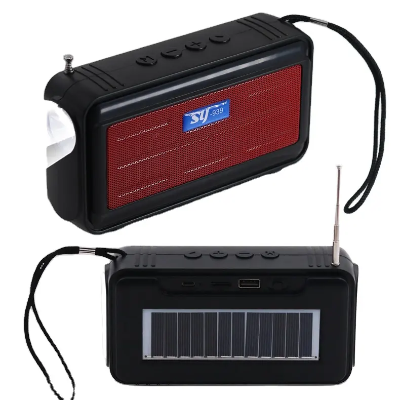 Luce lampeggiante a Led portatile Bt blue tooth pannelli solari altoparlanti di ricarica altoparlante solare Wireless