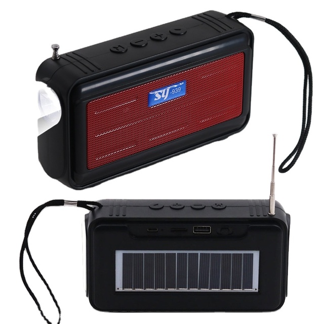 Portable Led Flashing Light Bt Blue Tooth Solar Panels Charging Speakers Wireless Solar Speaker