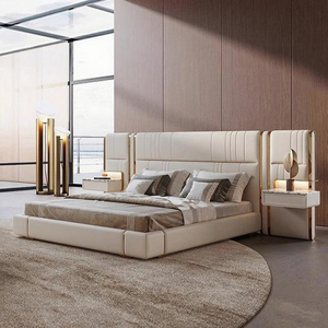 Base de Cama King Size de Lujo con Plataforma de Madera Maciza 180x200, Juego de Muebles Tapizados en Cuero, Suministro al por Mayor <span class=keywords><strong>para</strong></span> Dormitorios - Product Image 1