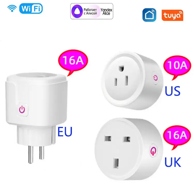 IN Stock US UK EU Smart Life Alexa Google Home Voice Control Mini smart socket plug with Power Metering Tuya WiFi Smart Plug