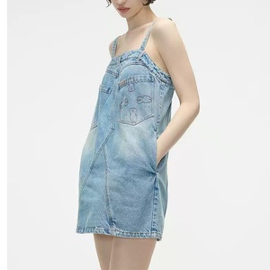 Vestido vaquero personalizado con tirantes finos para mujer, estilo vintage lavado, holgado y sin mangas - Product Image 4