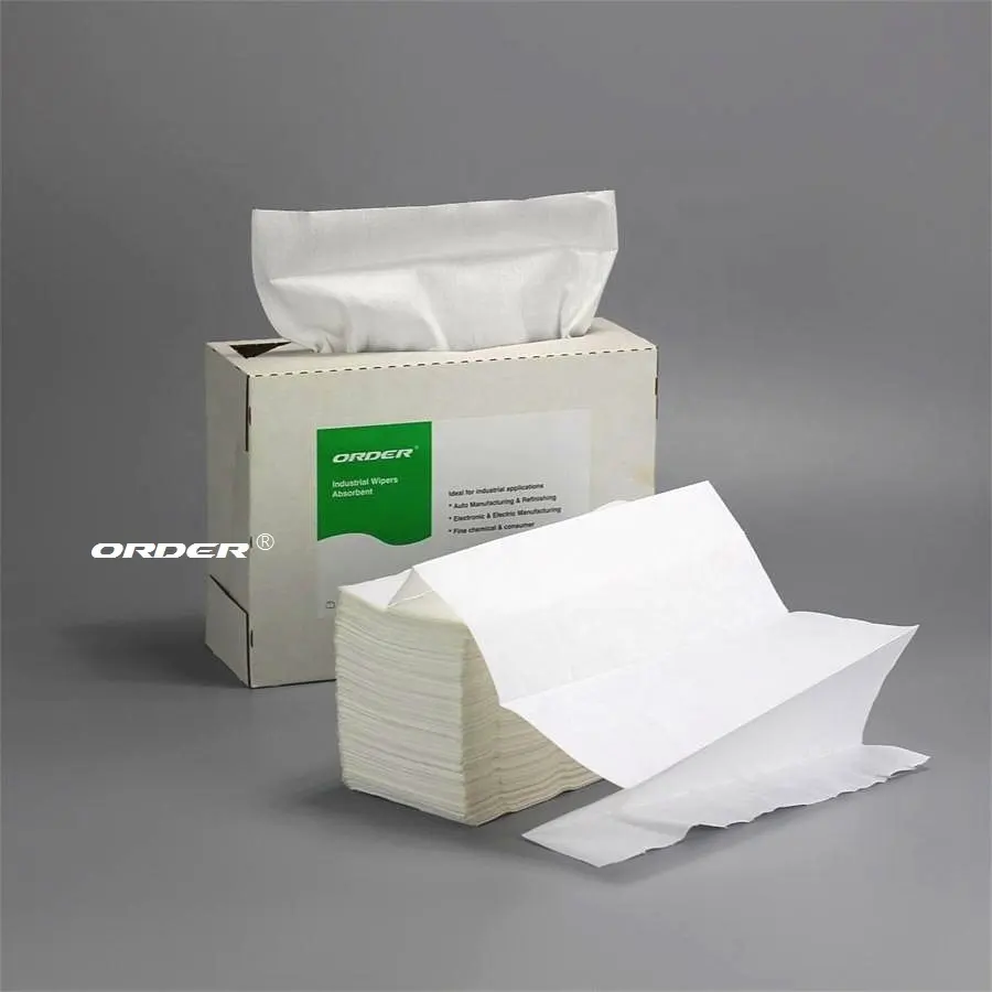 2024 Pop up interfolded White Non-Woven Spunlaced Heavy-Duty Maintenance wiping wipes wipers