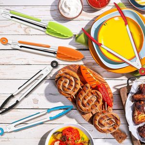 Ustensiles de cuisine résistants à la chaleur de qualité supérieure, pinces à nourriture en acier inoxydable et silicone, pince à barbecue, pince de cuisine en silicone de 9 pouces et 12 pouces - Product Image 3