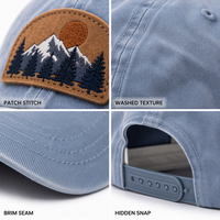 Casquettes rétro pour papa en suède brodé style club vintage, vente en gros