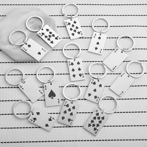 Creative Stainless Steel Poker Key Chain Car Pendant Keyring Gift Spade a to Spade K Stainless Steel Keychain Backpack Charms