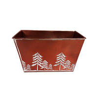 Bac de rangement vintage en métal rouge carré pour Noël, motif flocon de neige nordique, style ferme, pour table de Noël