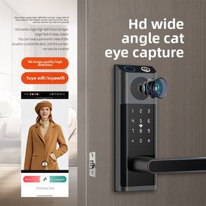 Serrure intelligente Tuya avec design <span class=keywords><strong>oeil</strong></span> de chat Serrure de porte en bois à empreinte digitale intérieure Sonnette intelligente à langue unique pour porte en bois - Product Image 4