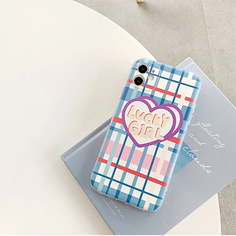 New Style Plaid Love Colorful Tpu All-inclusive Protection Shockproof Phone Case For Iphone 14 13 12 11 Promax
