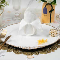 Ensemble de décoration de table de mariage, serviettes de table pour mariage, napperons ronds à feuilles d'or, set de napperons de table essuyables, anneaux de serviette perlés
