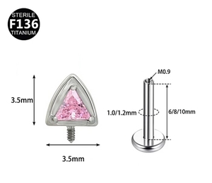 Trébol venta al por mayor implante grado ASTM F136 <span class=keywords><strong>titanio</strong></span> roscado triángulo extremos Daith Helix Tragus oreja lóbulo <span class=keywords><strong>Piercing</strong></span> Top cuerpo joyería - Product Image 2