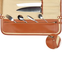 Outil de cuisine de Chef en cuir Durable personnalisé, couteau pliant sac de rouleau de rangement souple