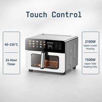 Oven Penggorengan Udara Digital 8L 2100W Pemanas Atas Bawah Kontrol Sentuh Timer 24 Jam Pintu Kaca Ganda Stainless Steel